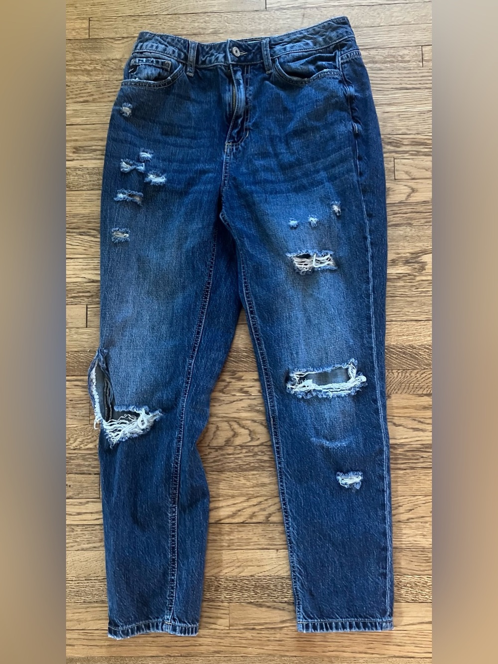 Kancan Distressed Straight Jeans 100% Cotton Medium Wash 7/27